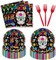 96Pcs Day of The Dead Plates Napkins Mexican Dia DE Los Muertos Party Supplies Tableware Fiesta Sugar Skull Dinnerware for Halloween Party Serve 24 Guests